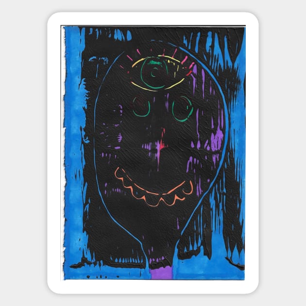 Purple Face with Third Eye Sticker by JaySnellingArt